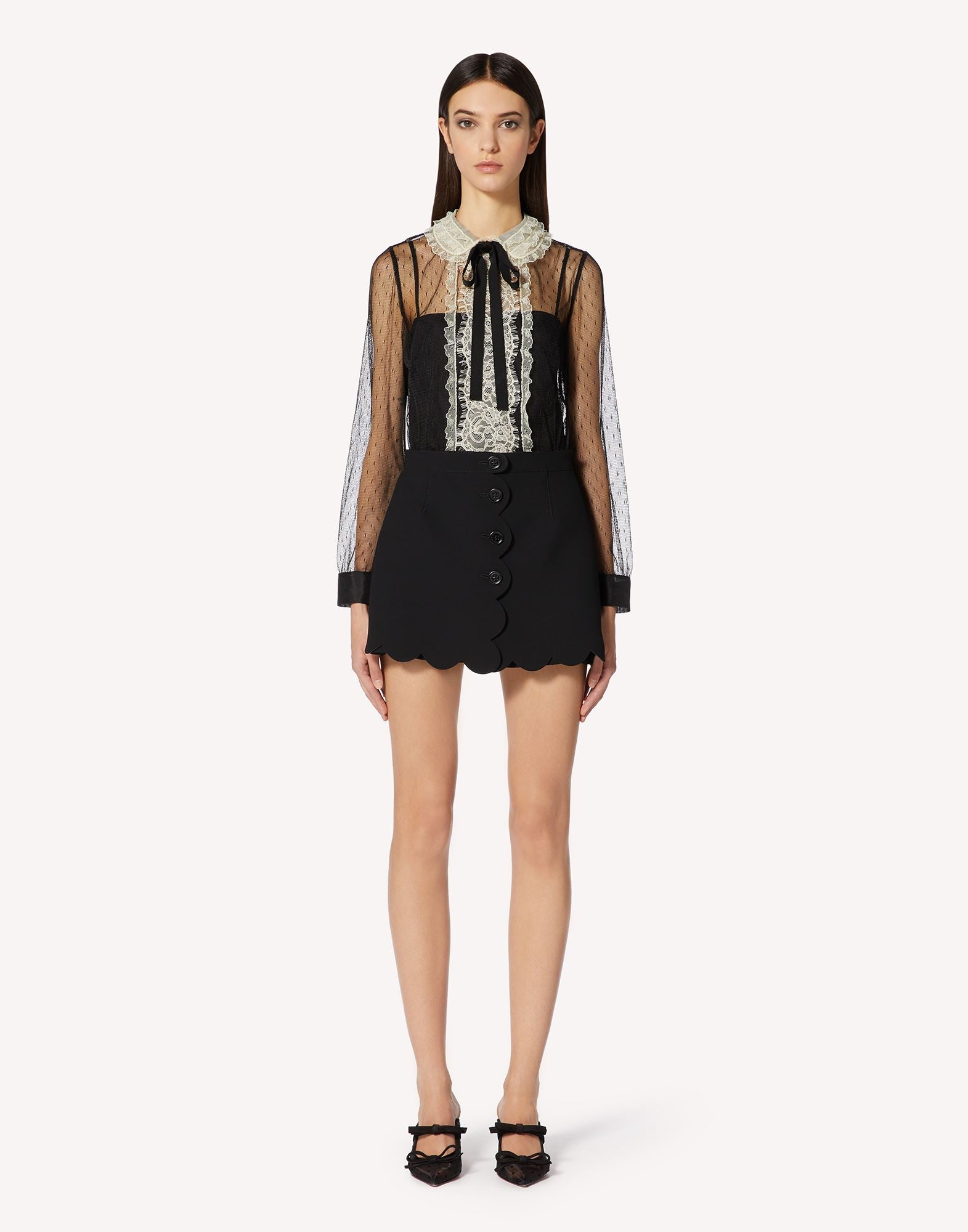 D`Esprit Tulle Top with Lace Ribbons