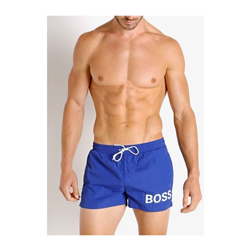 Hugo Boss blue swimsuit short with logo in quick-drying fabric Hugo Boss
