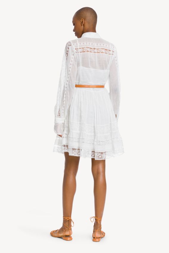 Micro Pleated Dress With Lace Appliqués