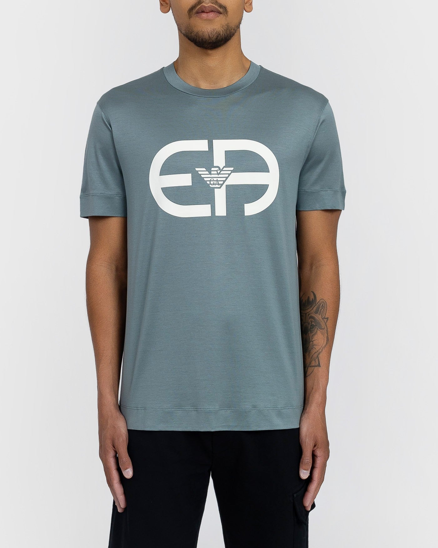 Camiseta de punto de mezcla de Tencel con logotipo r-EAcreate- Verde claro
