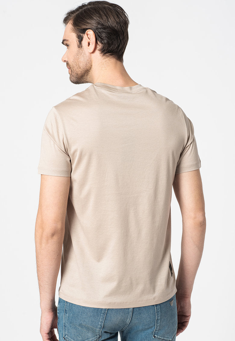 Camiseta básica cuello redondo y logo -Beige - Emporio Armani